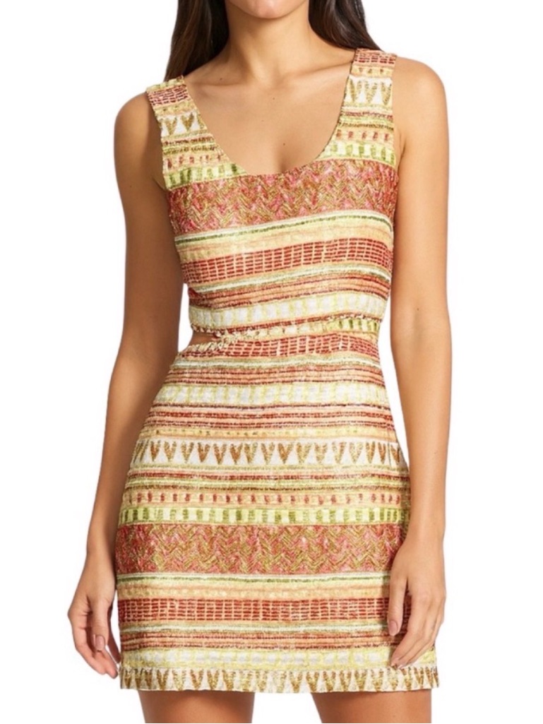 Parker Beaded Sequin Cut-Out Mini Dress - Size Small